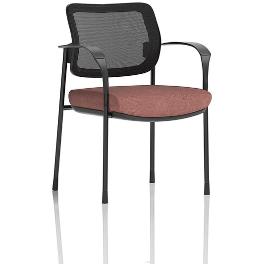 Brunswick Deluxe Black Frame Mesh Back Visitor Chair, With Arms, Rivet Forge Easy2Order : KCUP2465