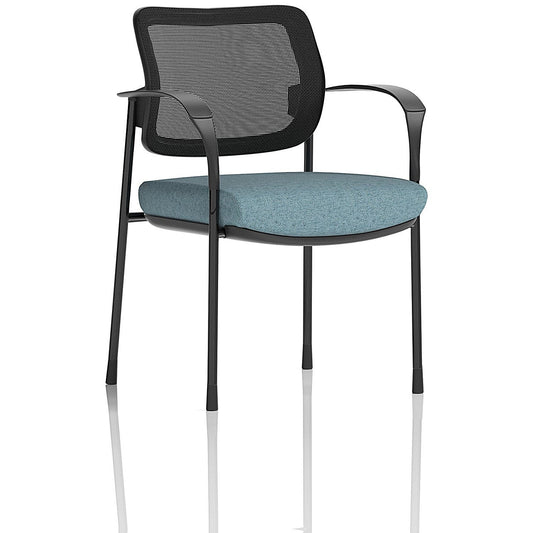 Brunswick Deluxe Black Frame Mesh Back Visitor Chair, With Arms, Rivet Quench Easy2Order : KCUP2467
