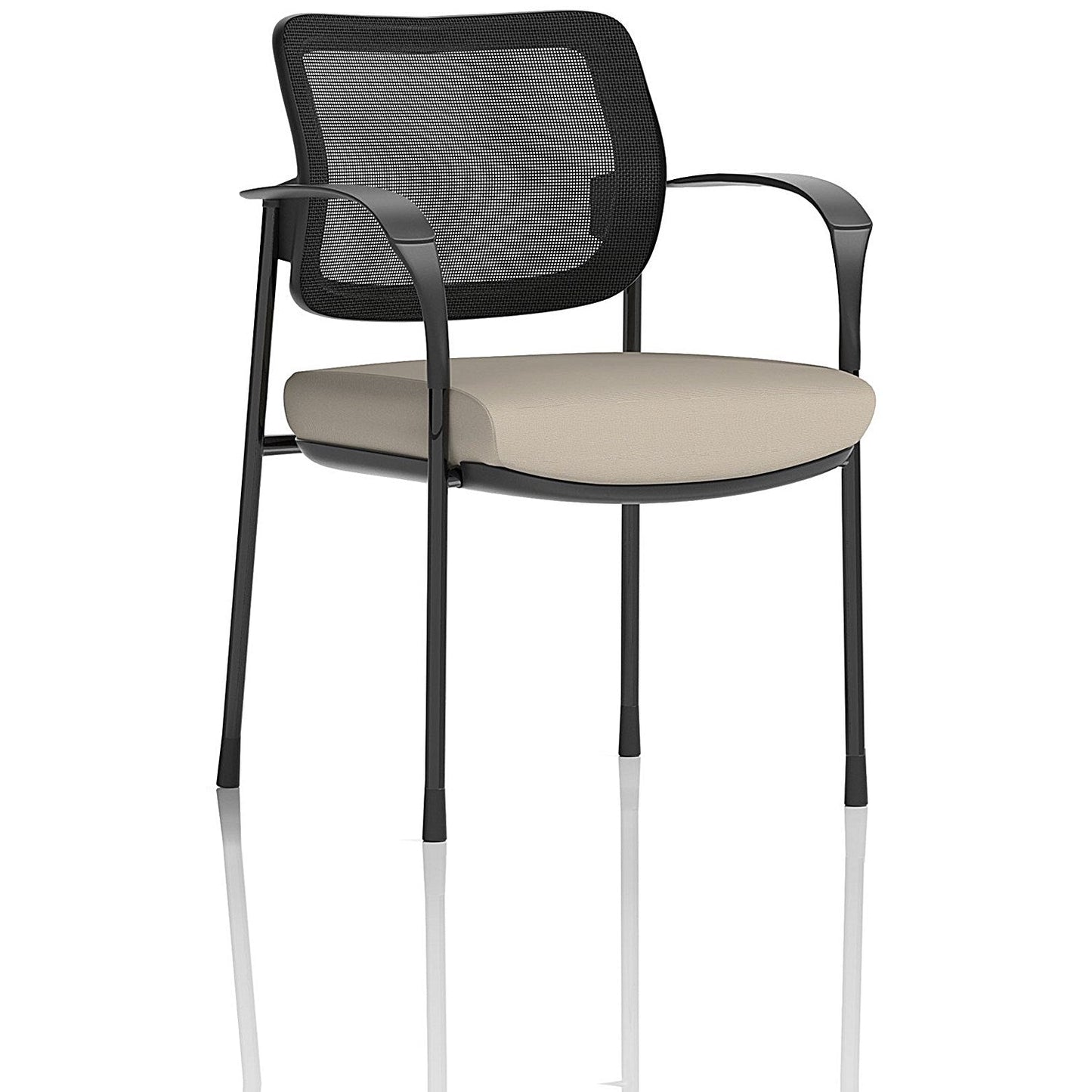 Brunswick Deluxe Black Frame Mesh Back Visitor Chair, With Arms, Quest Salt Easy2Order : KCUP2473