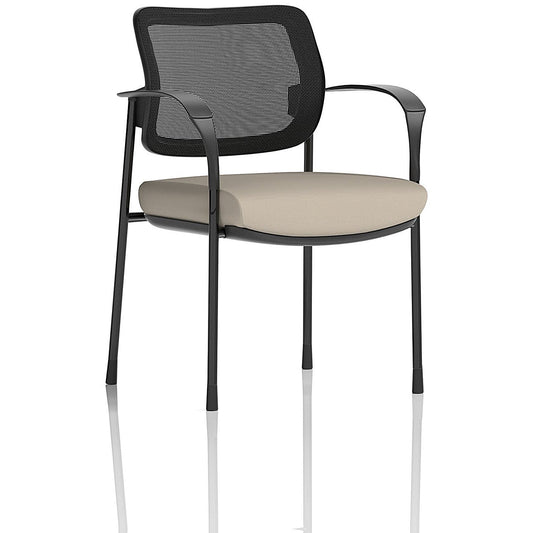 Brunswick Deluxe Black Frame Mesh Back Visitor Chair, With Arms, Quest Salt Easy2Order : KCUP2473