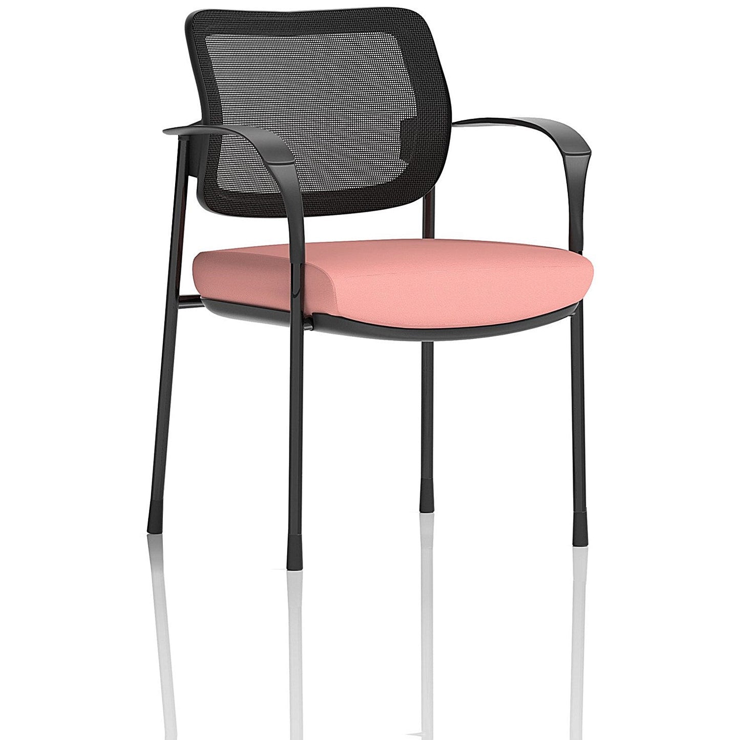 Brunswick Deluxe Black Frame Mesh Back Visitor Chair, With Arms, Quest Shrimp Easy2Order : KCUP2475