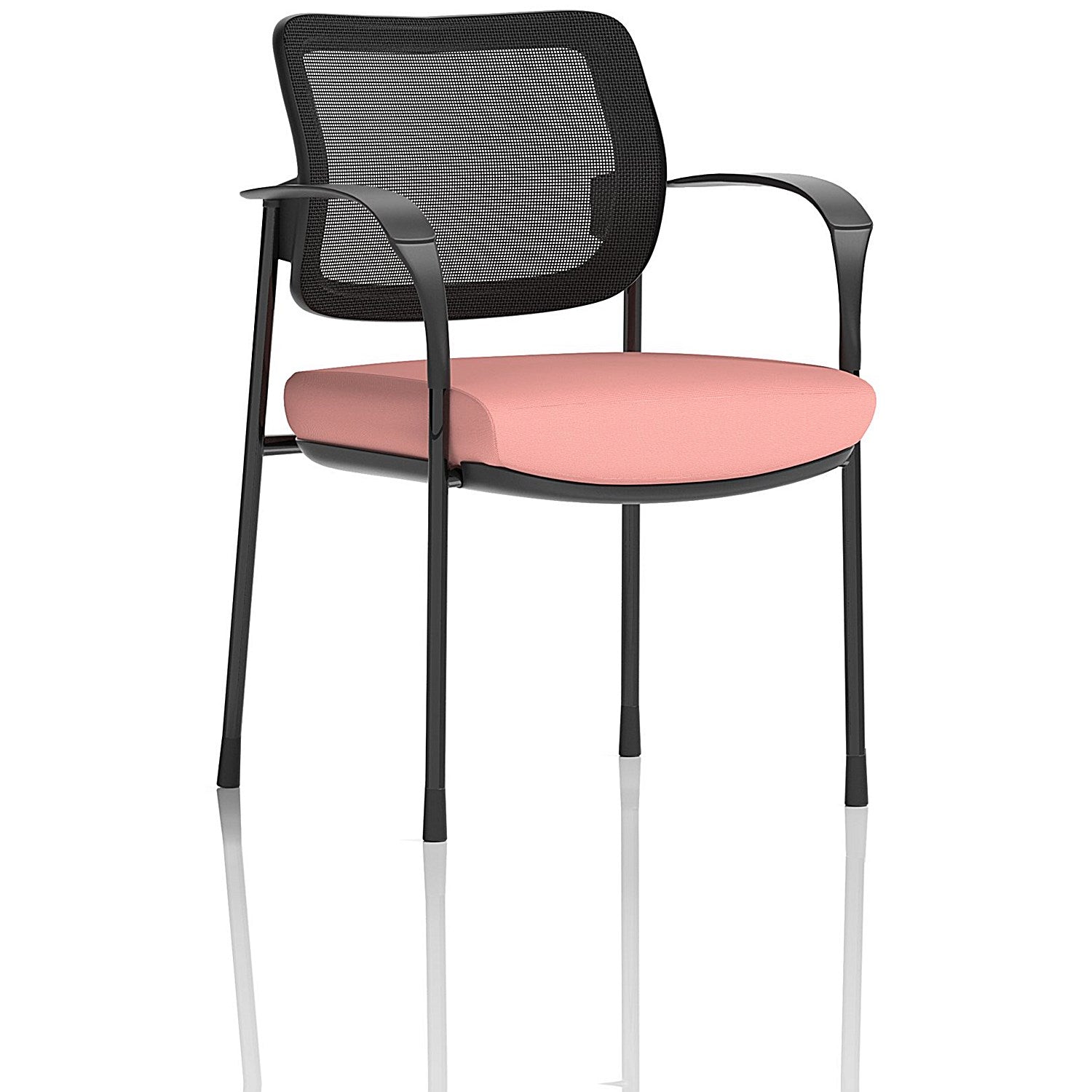 Brunswick Deluxe Black Frame Mesh Back Visitor Chair, With Arms, Quest Shrimp Easy2Order : KCUP2475