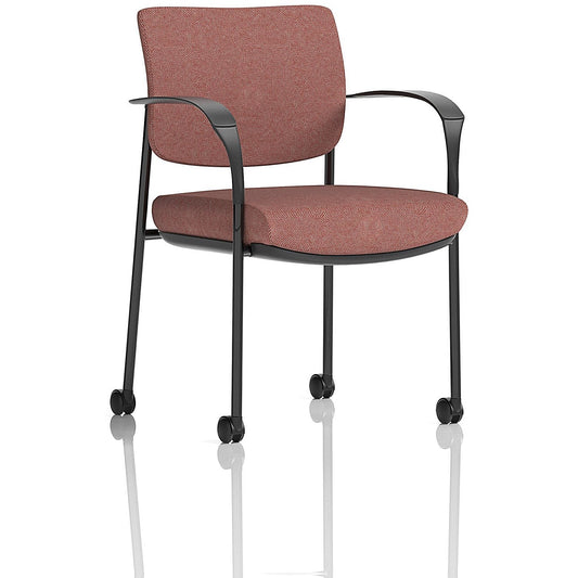 Brunswick Deluxe Black Frame Visitor Chair, With Arms and Castors, Rivet Forge Easy2Order : KCUP2477