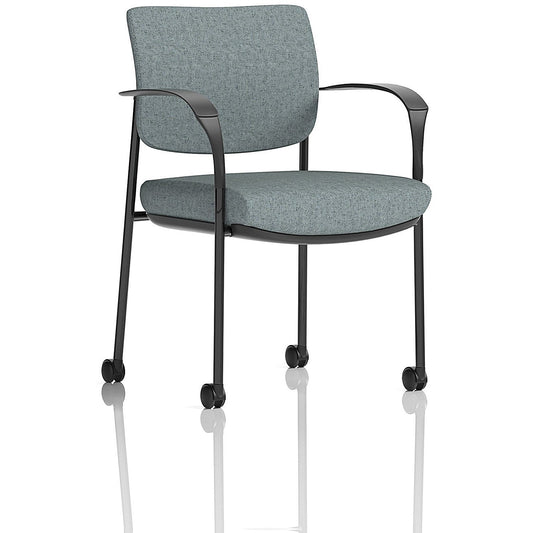 Brunswick Deluxe Black Frame Visitor Chair, With Arms and Castors, Rivet Tensile Easy2Order : KCUP2480