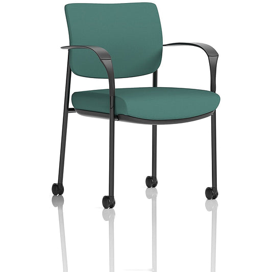 Brunswick Deluxe Black Frame Visitor Chair, With Arms and Castors, Quest Kelp Easy2Order : KCUP2482
