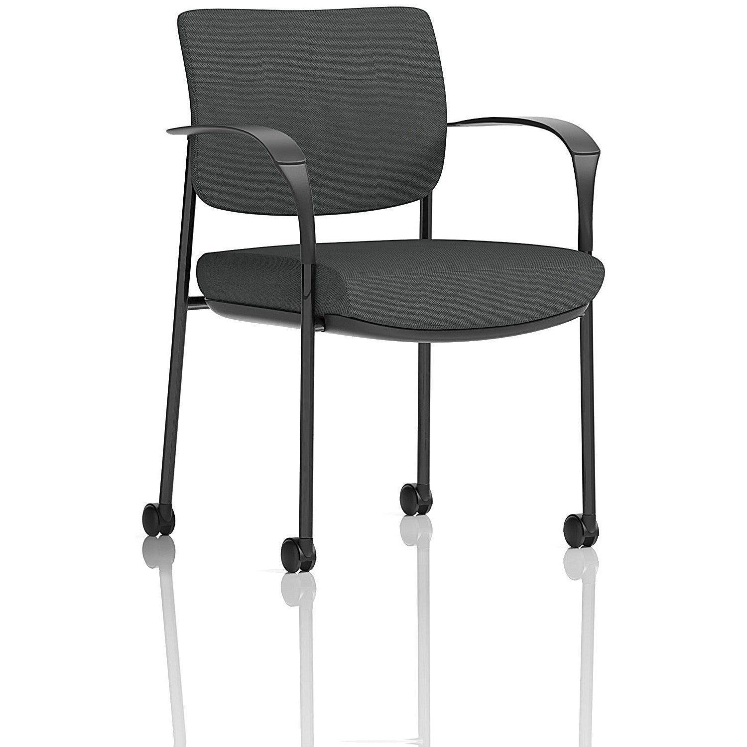 Brunswick Deluxe Black Frame Visitor Chair, With Arms and Castors, Quest Mussel Easy2Order : KCUP2484