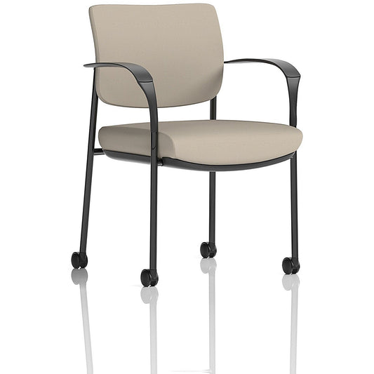 Brunswick Deluxe Black Frame Visitor Chair, With Arms and Castors, Quest Salt Easy2Order : KCUP2485