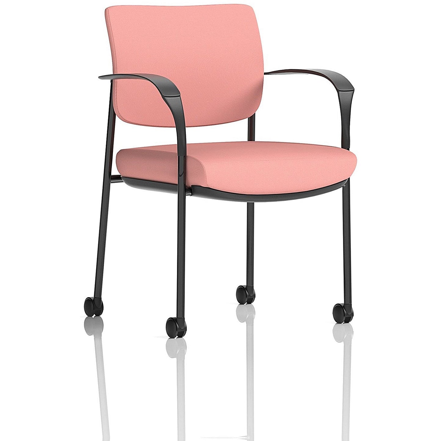 Brunswick Deluxe Black Frame Visitor Chair, With Arms and Castors, Quest Shrimp Easy2Order : KCUP2487