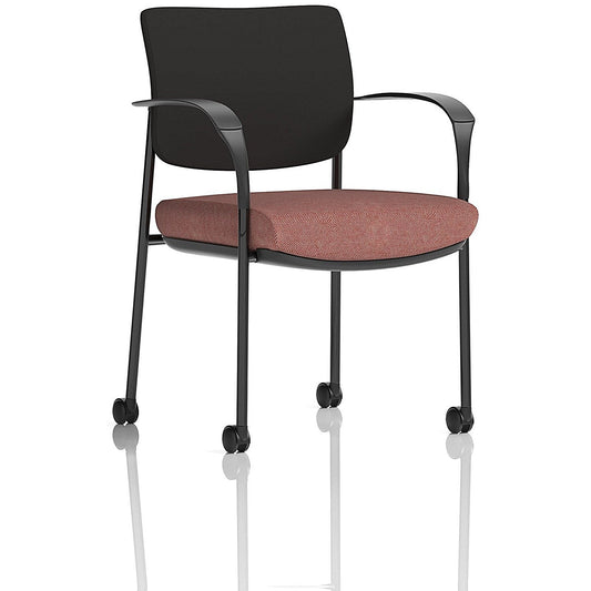 Brunswick Deluxe Black Frame Black Back Visitor Chair, With Arms and Castors, Rivet Forge Easy2Order : KCUP2489