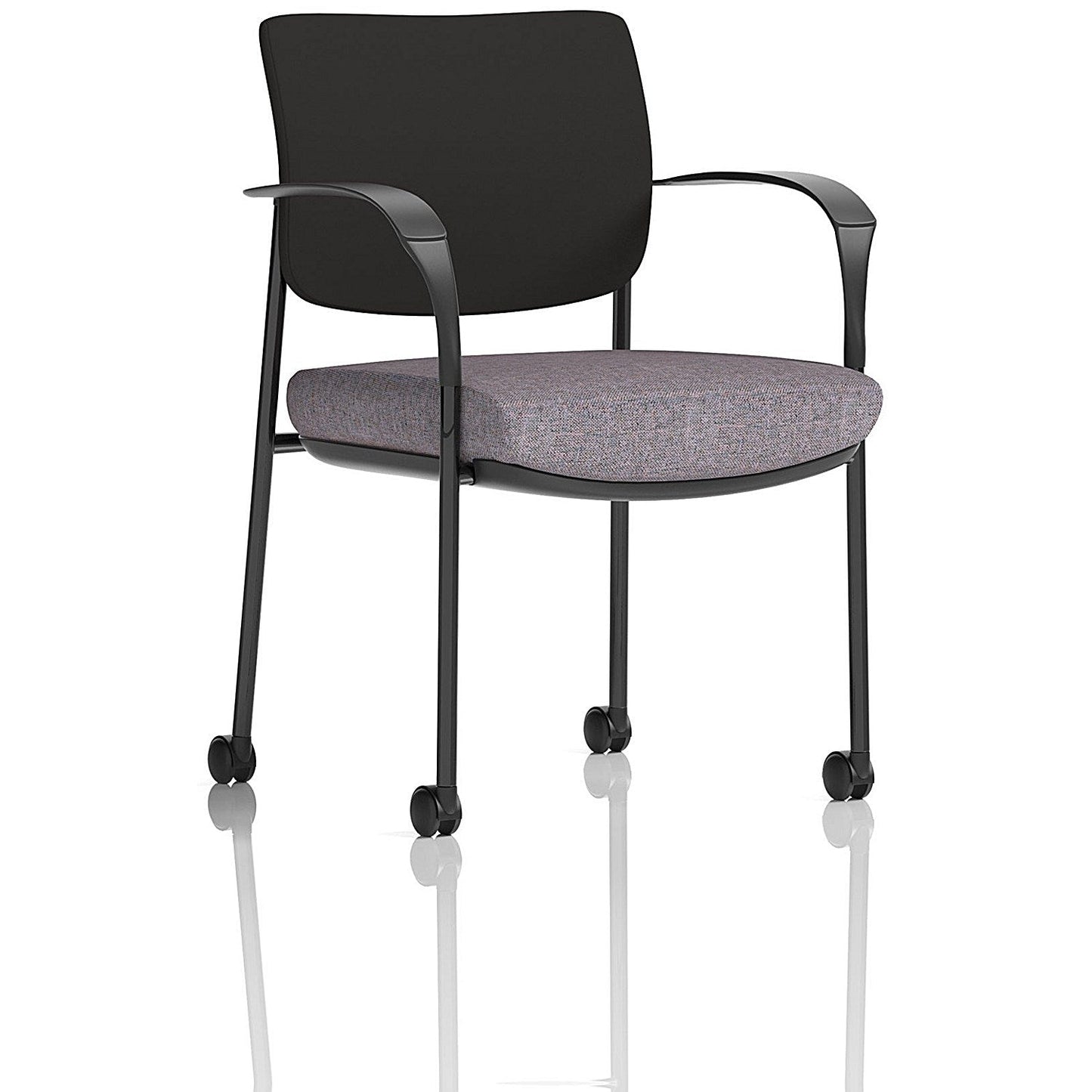 Brunswick Deluxe Black Frame Black Back Visitor Chair, With Arms and Castors, Rivet Fuse Easy2Order : KCUP2490