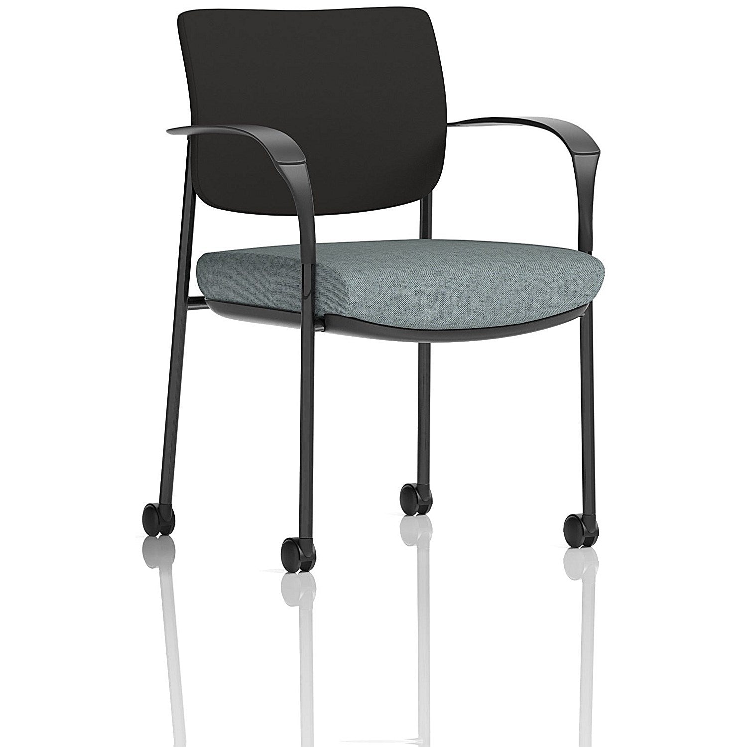 Brunswick Deluxe Black Frame Black Back Visitor Chair, With Arms and Castors, Rivet Tensile Easy2Order : KCUP2492