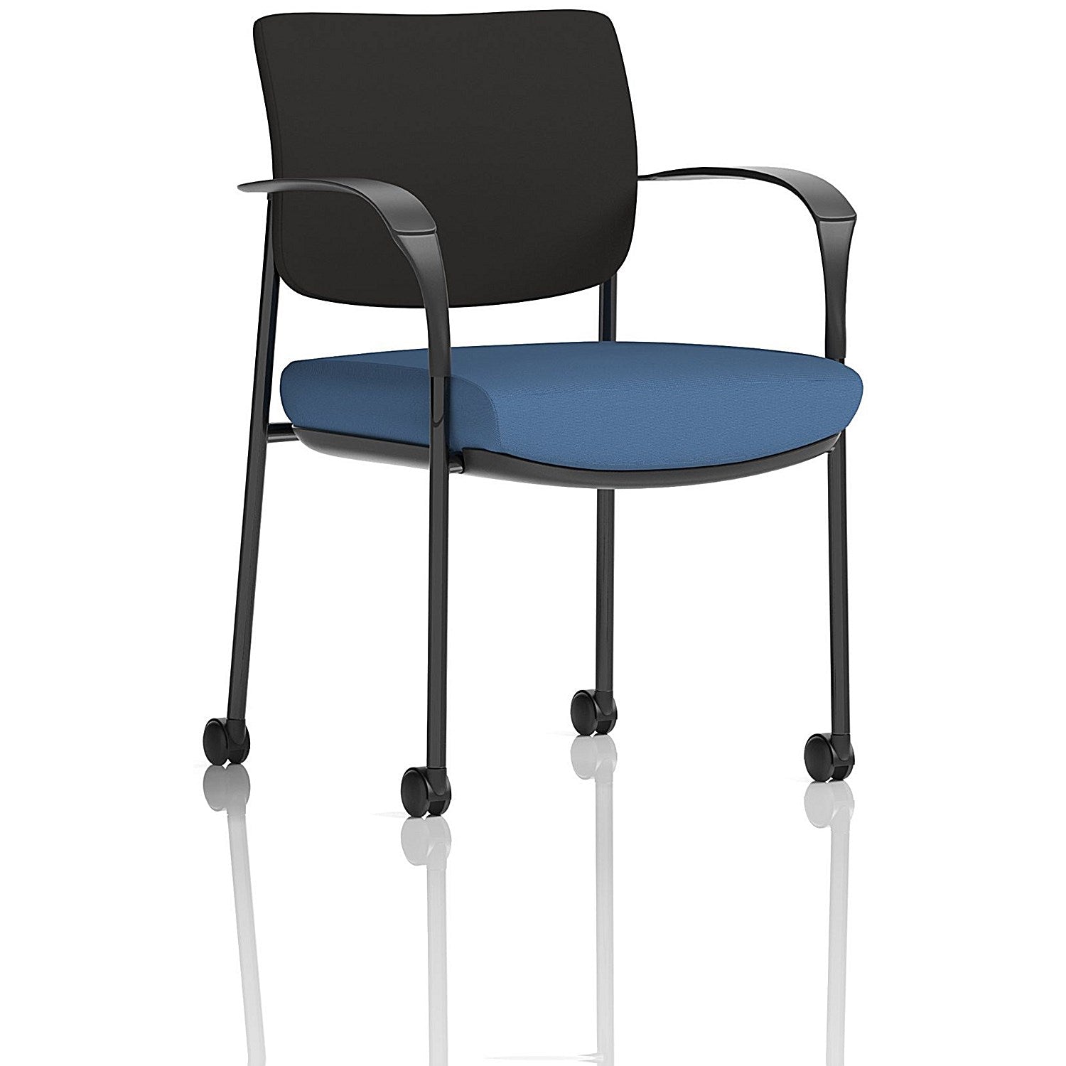 Brunswick Deluxe Black Frame Black Back Visitor Chair, With Arms and Castors, Quest Limpet Easy2Order : KCUP2495