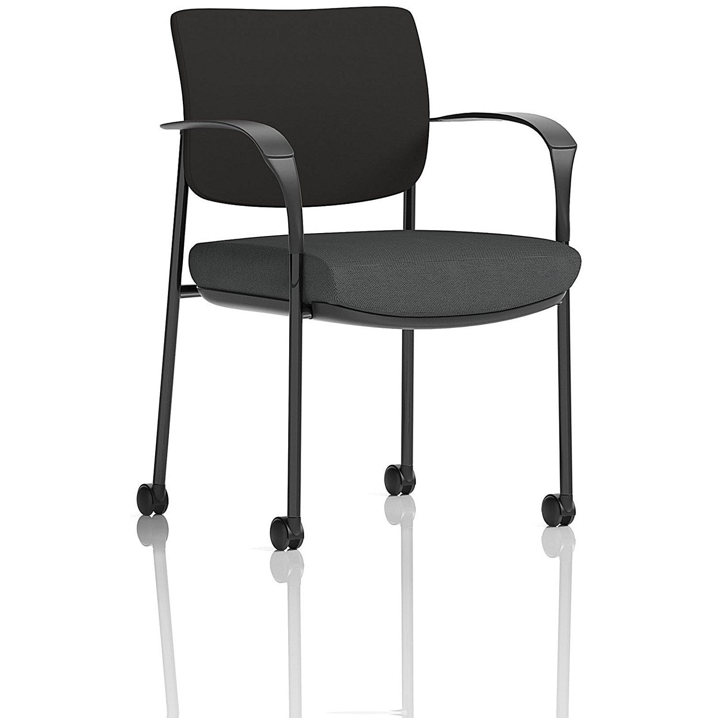 Brunswick Deluxe Black Frame Black Back Visitor Chair, With Arms and Castors, Quest Mussel Easy2Order : KCUP2496