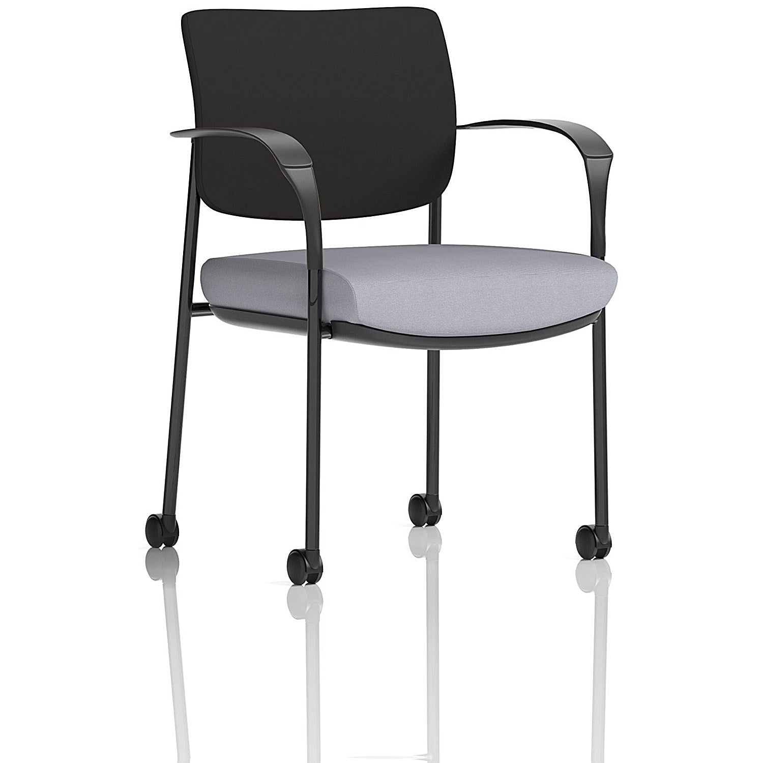 Brunswick Deluxe Black Frame Black Back Visitor Chair, With Arms and Castors, Quest Shell Easy2Order : KCUP2498