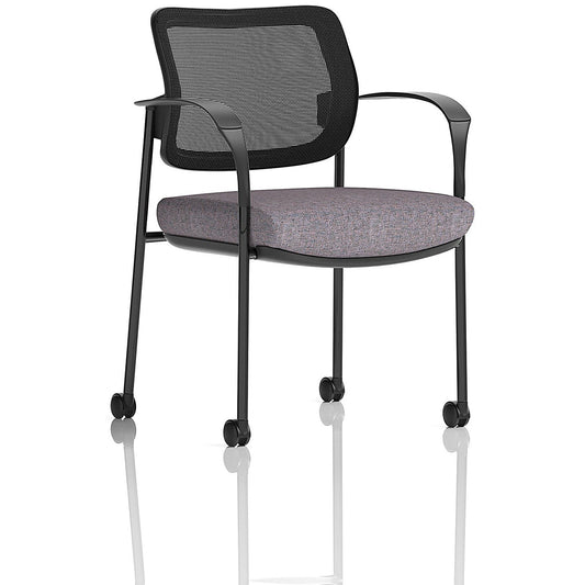 Brunswick Deluxe Black Frame Mesh Back Visitor Chair, With Arms and Castors, Rivet Fuse Easy2Order : KCUP2502