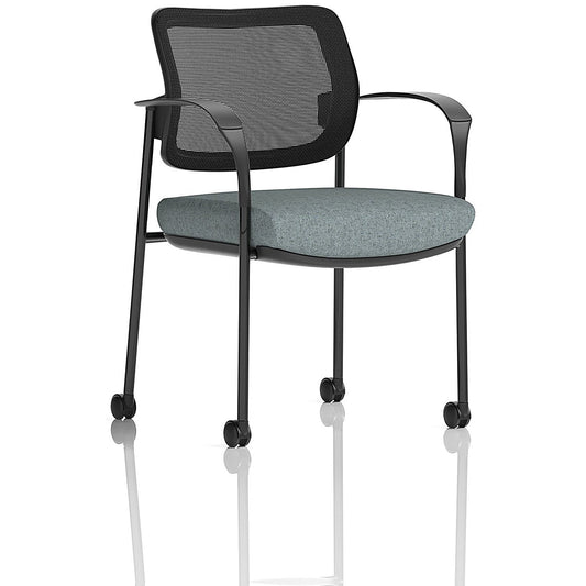Brunswick Deluxe Black Frame Mesh Back Visitor Chair, With Arms and Castors, Rivet Tensile Easy2Order : KCUP2504