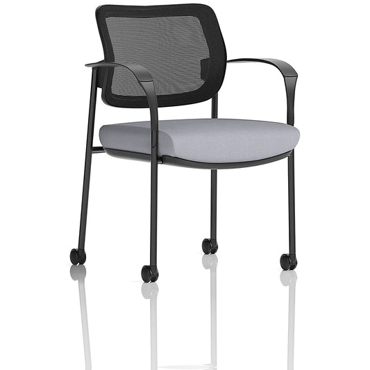 Brunswick Deluxe Black Frame Mesh Back Visitor Chair, With Arms and Castors, Quest Shell Easy2Order : KCUP2510