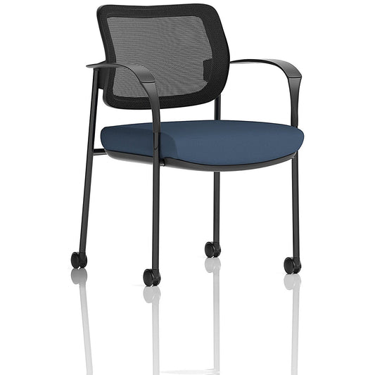 Brunswick Deluxe Black Frame Mesh Back Visitor Chair, With Arms and Castors, Quest Whelk Easy2Order : KCUP2512
