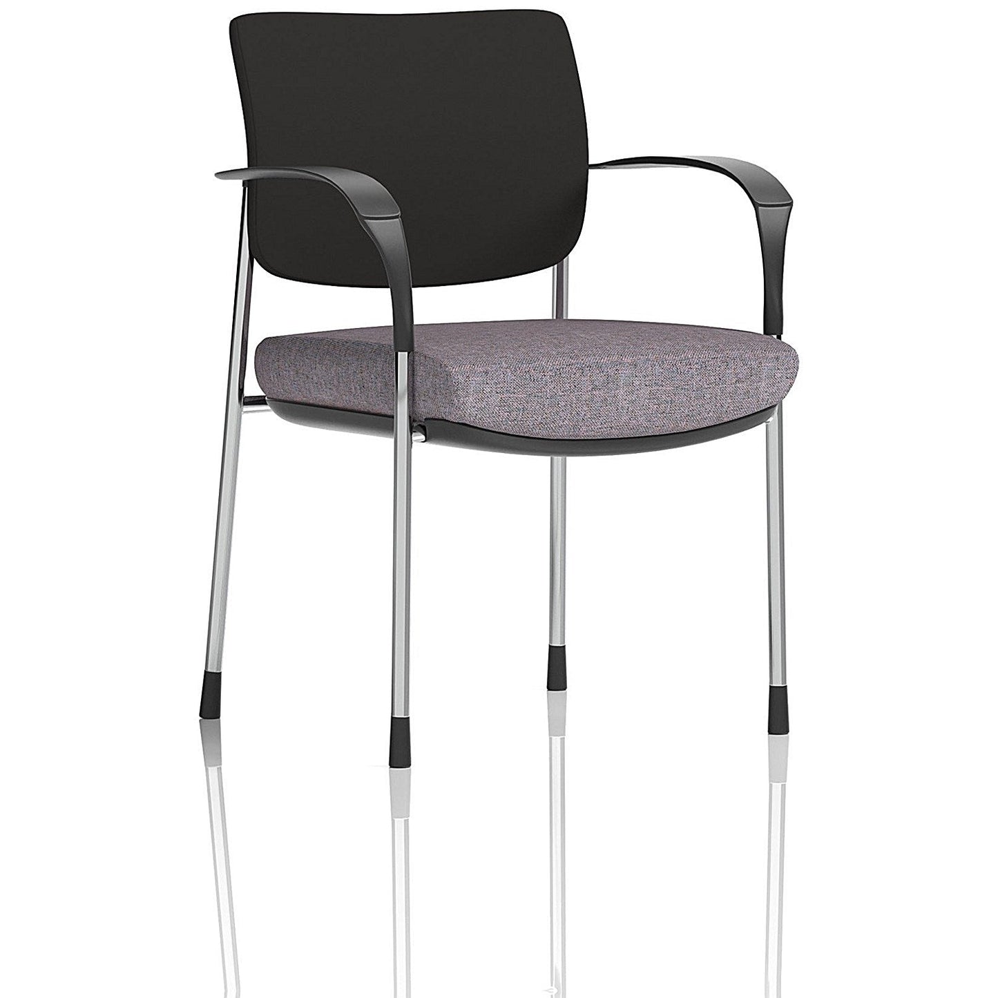 Brunswick Deluxe Chrome Frame Black Back Visitor Chair, With Arms, Rivet Fuse Easy2Order : KCUP2526