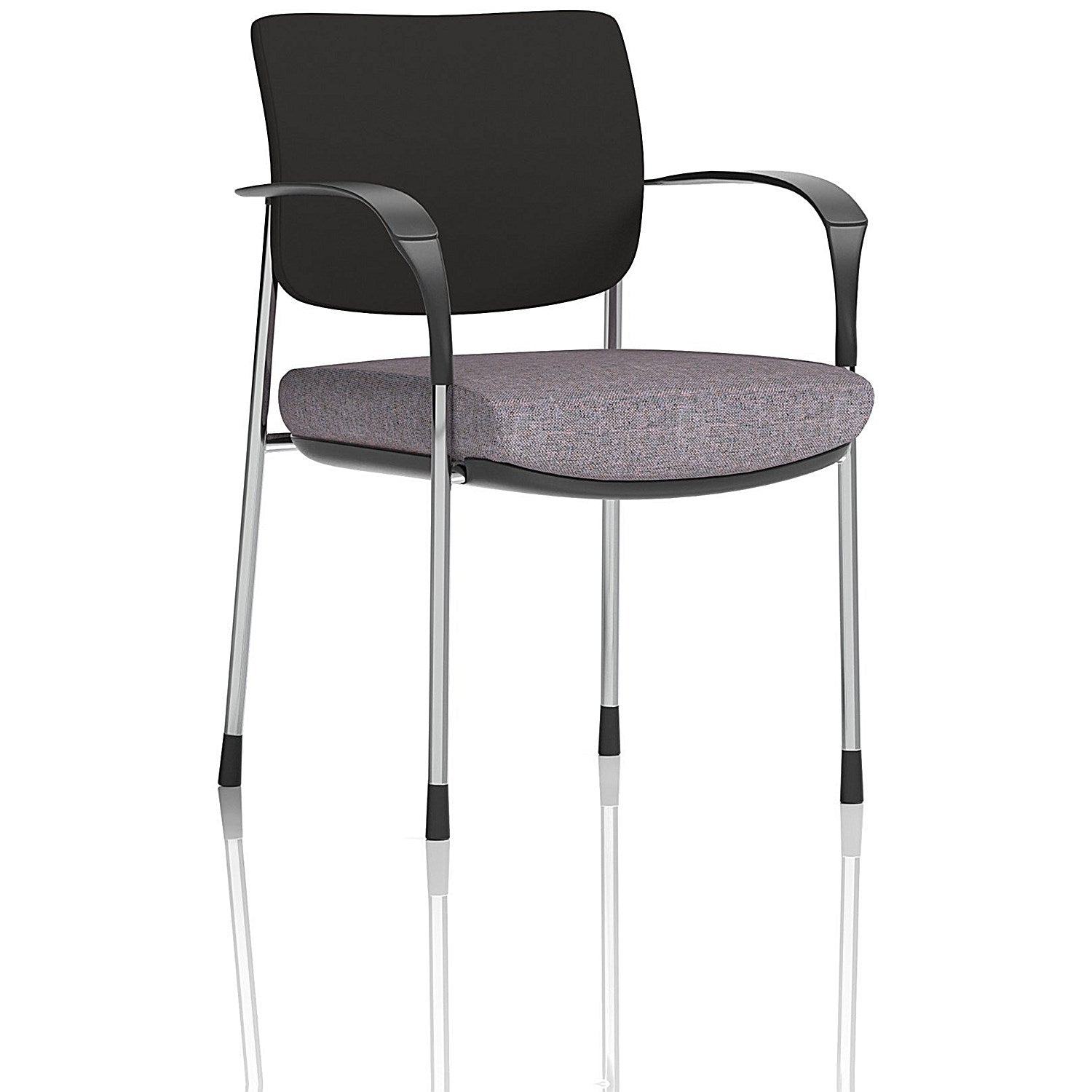 Brunswick Deluxe Chrome Frame Black Back Visitor Chair, With Arms, Rivet Fuse Easy2Order : KCUP2526
