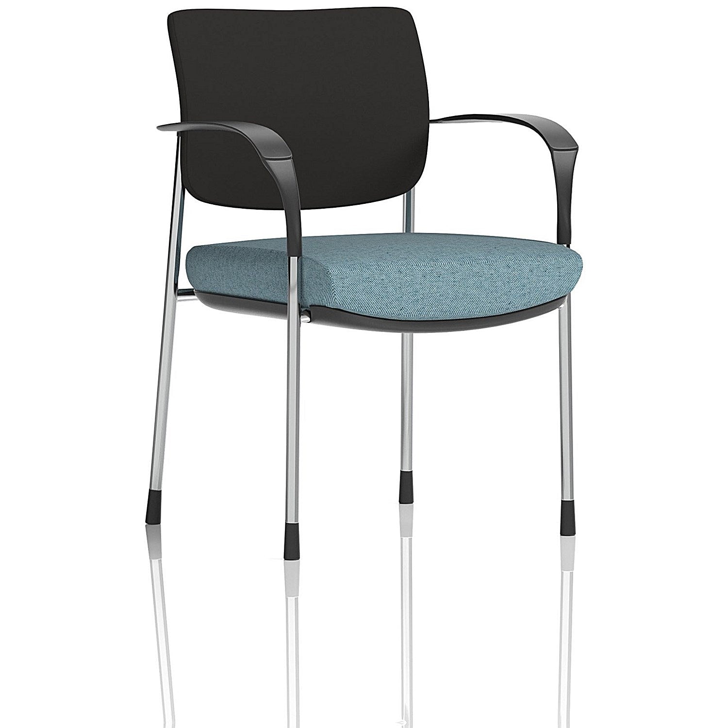 Brunswick Deluxe Chrome Frame Black Back Visitor Chair, With Arms, Rivet Quench Easy2Order : KCUP2527