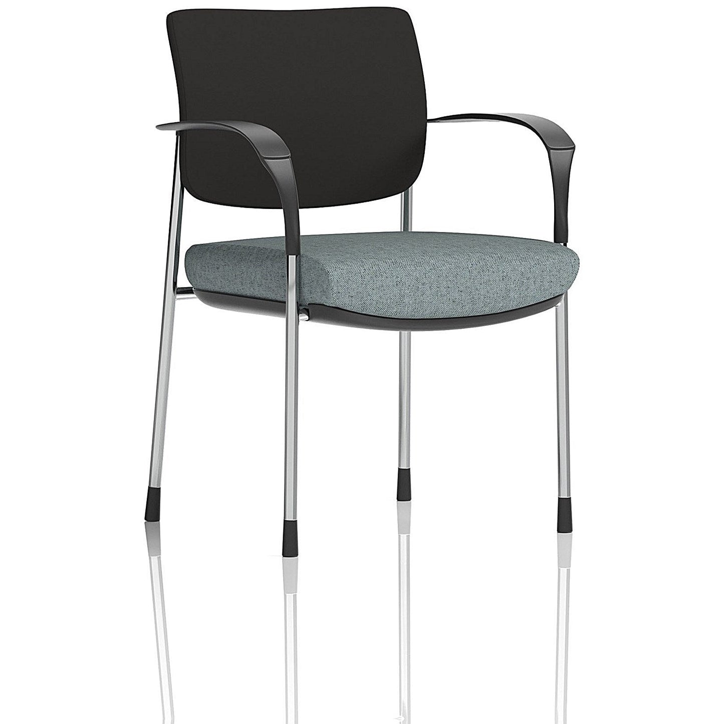 Brunswick Deluxe Chrome Frame Black Back Visitor Chair, With Arms, Rivet Tensile Easy2Order : KCUP2528