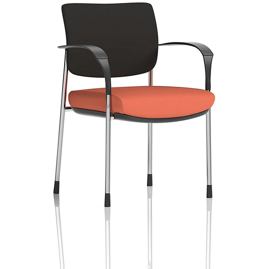 Brunswick Deluxe Chrome Frame Black Back Visitor Chair, With Arms, Quest Crab Easy2Order : KCUP2529