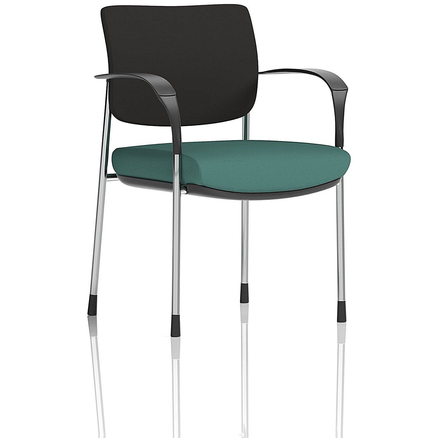 Brunswick Deluxe Chrome Frame Black Back Visitor Chair, With Arms, Quest Kelp Easy2Order : KCUP2530