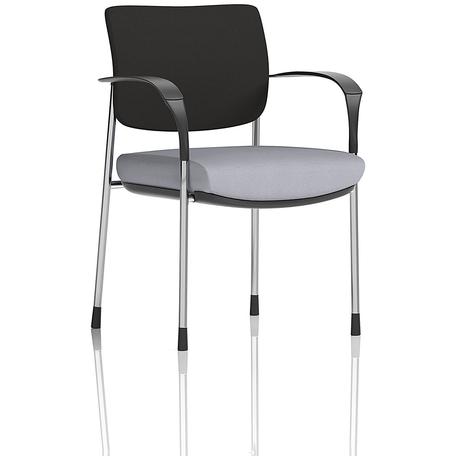 Brunswick Deluxe Chrome Frame Black Back Visitor Chair, With Arms, Quest Shell Easy2Order : KCUP2534