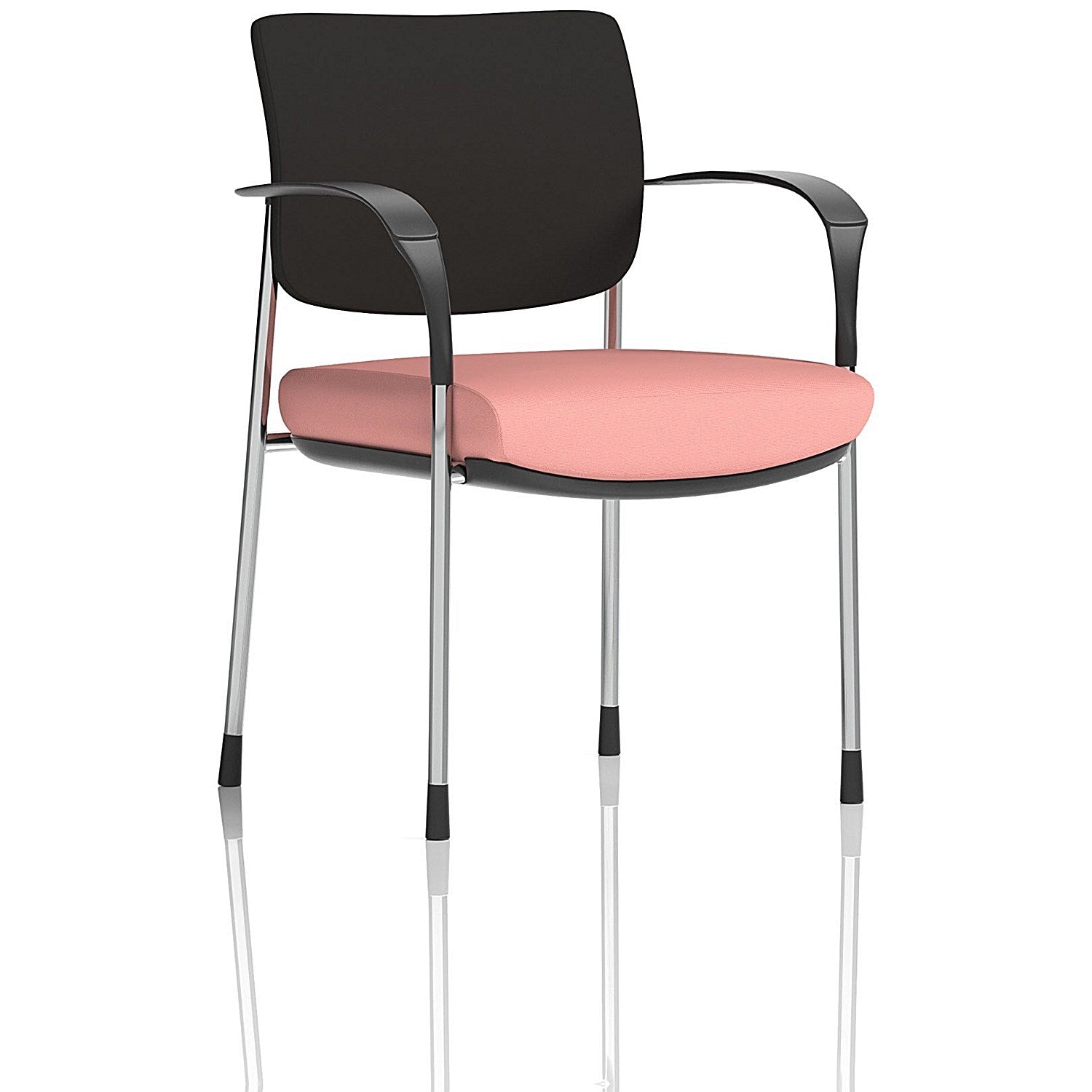 Brunswick Deluxe Chrome Frame Black Back Visitor Chair, With Arms, Quest Shrimp Easy2Order : KCUP2535