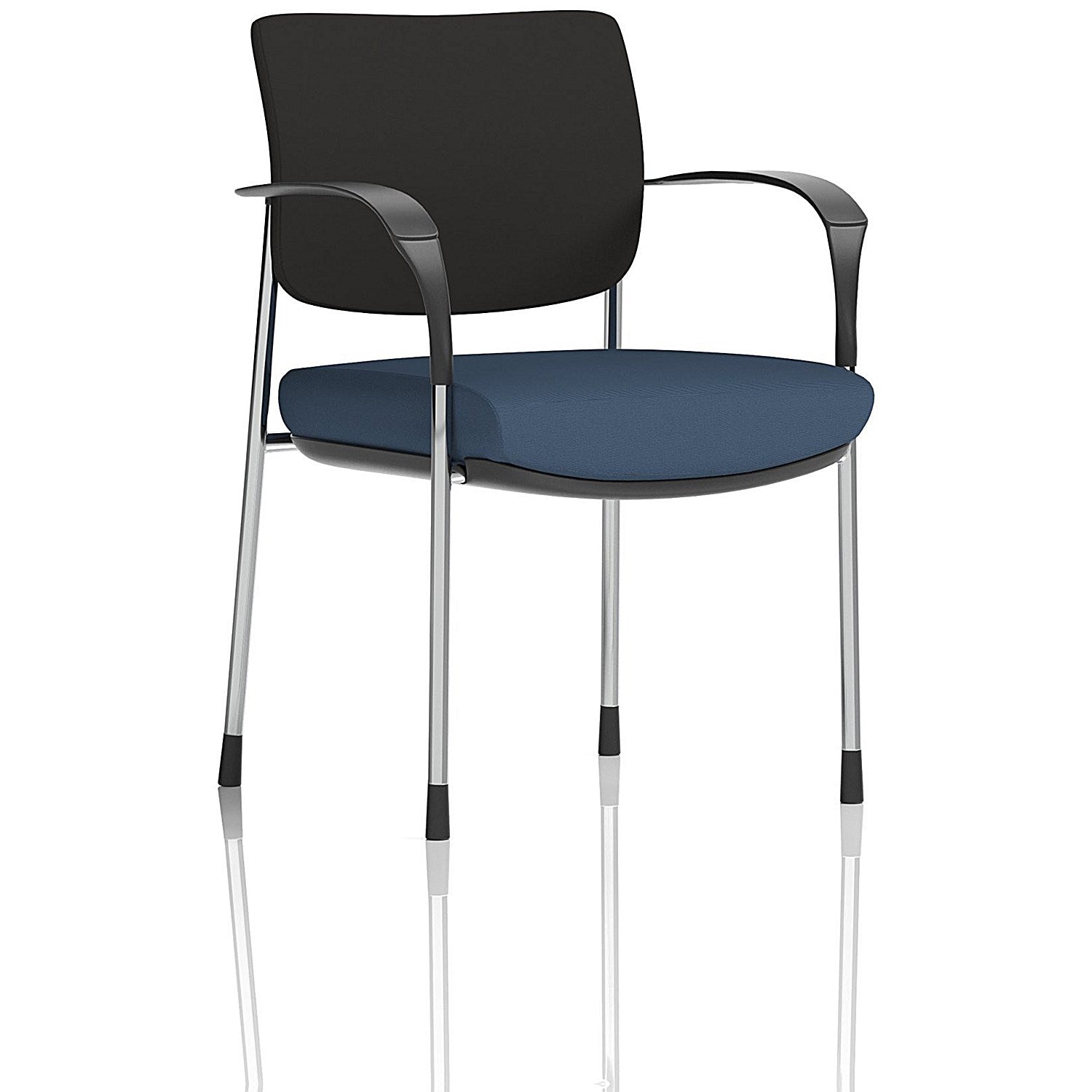 Brunswick Deluxe Chrome Frame Black Back Visitor Chair, With Arms, Quest Whelk Easy2Order : KCUP2536