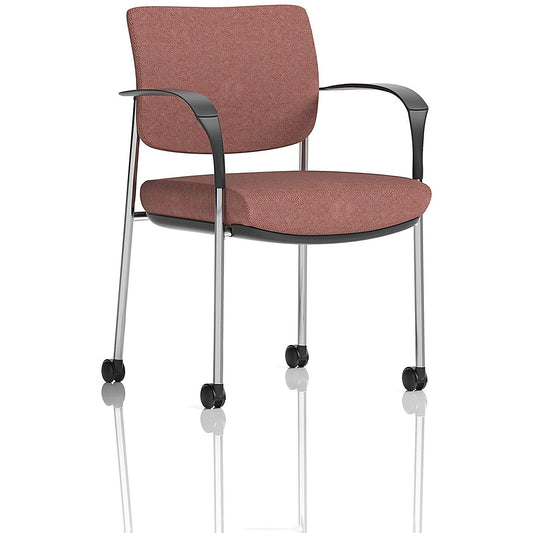 Brunswick Deluxe Chrome Frame Visitor Chair, With Arms and Castors, Rivet Forge Easy2Order : KCUP2549
