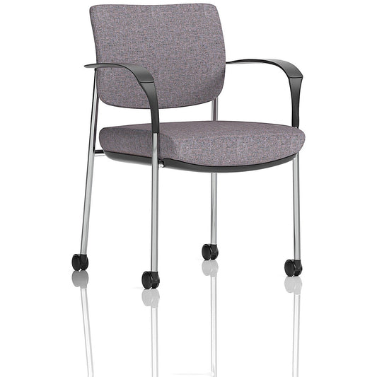 Brunswick Deluxe Chrome Frame Visitor Chair, With Arms and Castors, Rivet Fuse Easy2Order : KCUP2550