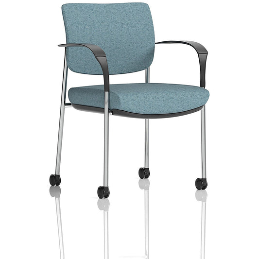 Brunswick Deluxe Chrome Frame Visitor Chair, With Arms and Castors, Rivet Quench Easy2Order : KCUP2551