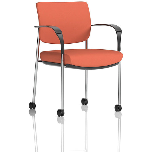 Brunswick Deluxe Chrome Frame Visitor Chair, With Arms and Castors, Quest Crab Easy2Order : KCUP2553