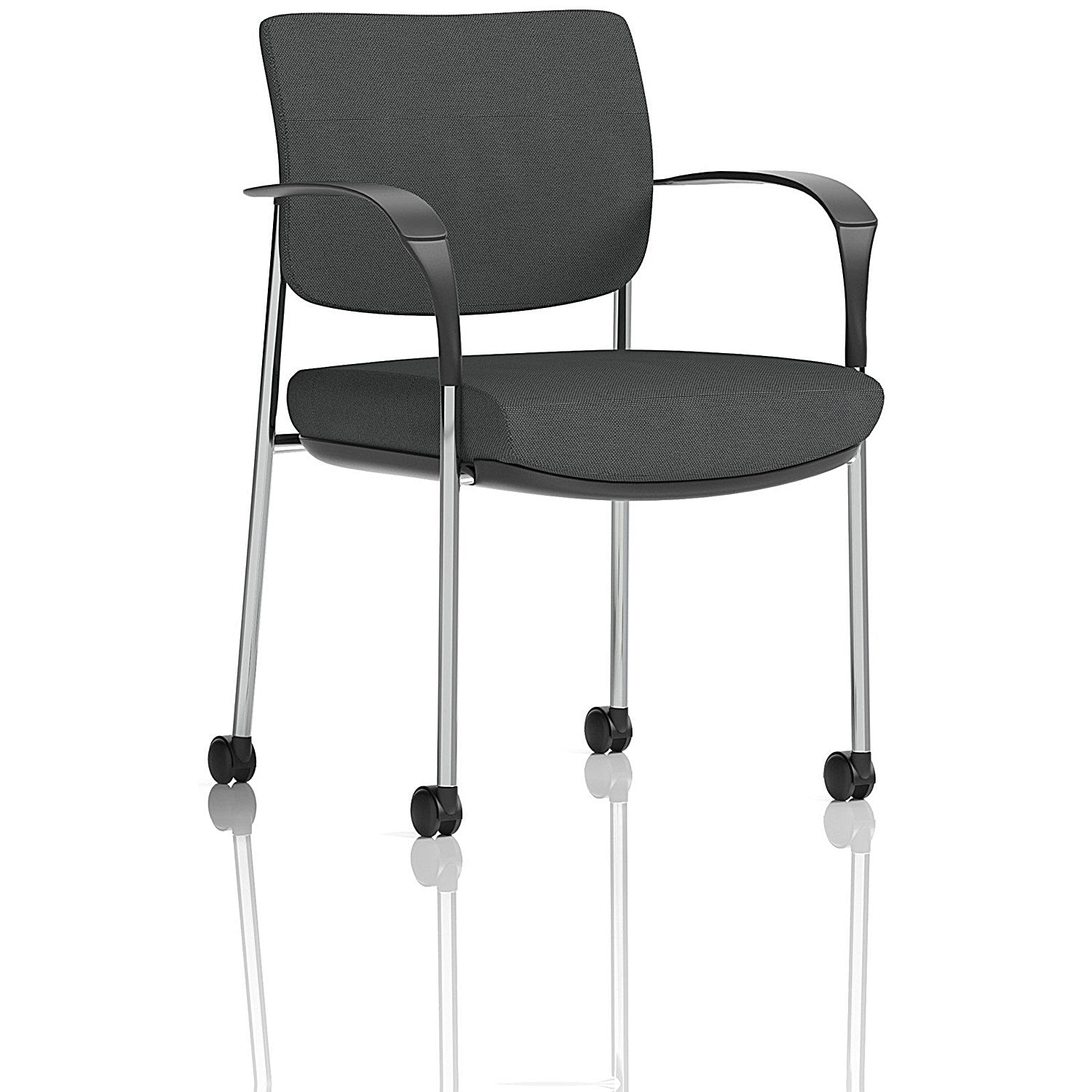 Brunswick Deluxe Chrome Frame Visitor Chair, With Arms and Castors, Quest Mussel Easy2Order : KCUP2556