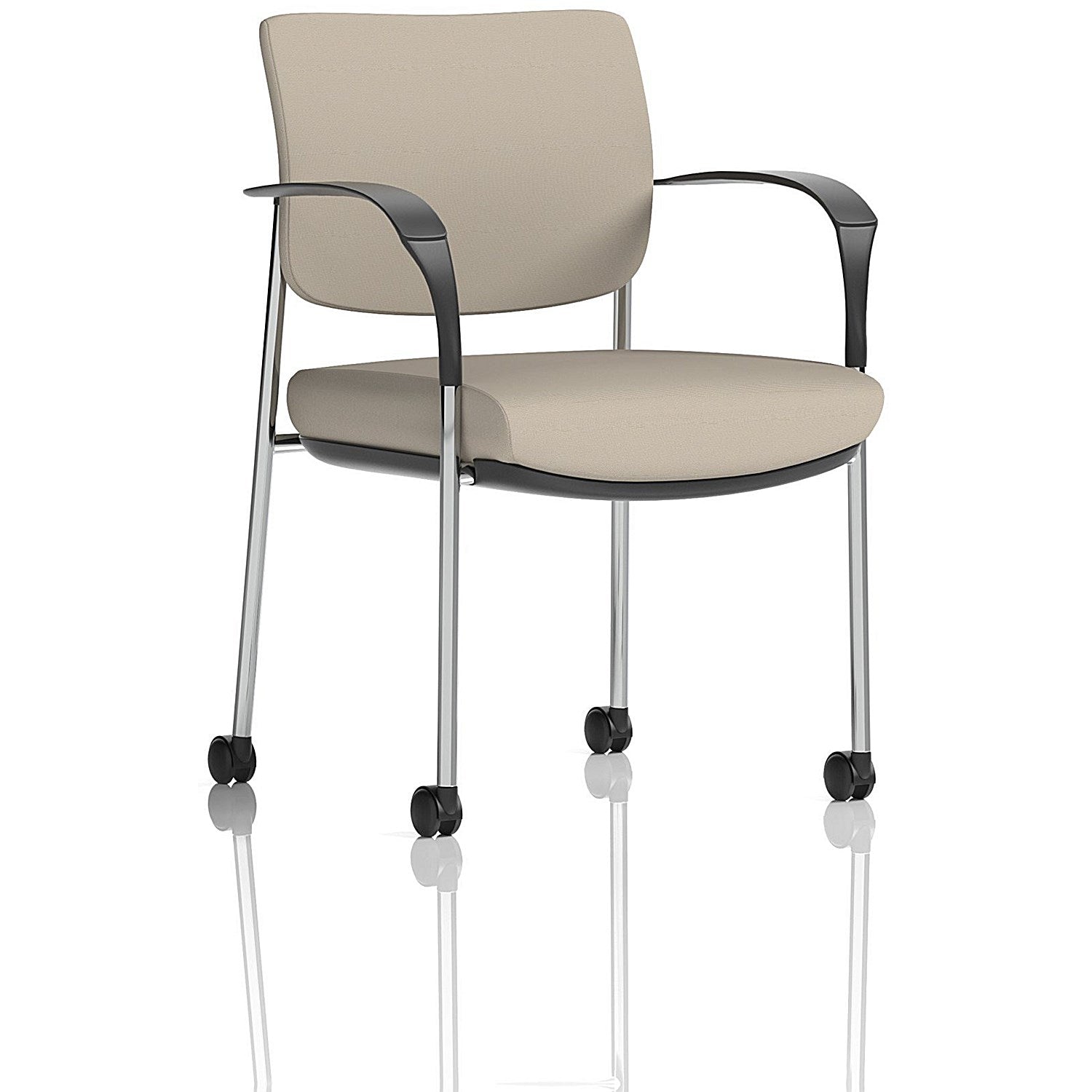 Brunswick Deluxe Chrome Frame Visitor Chair, With Arms and Castors, Quest Salt Easy2Order : KCUP2557