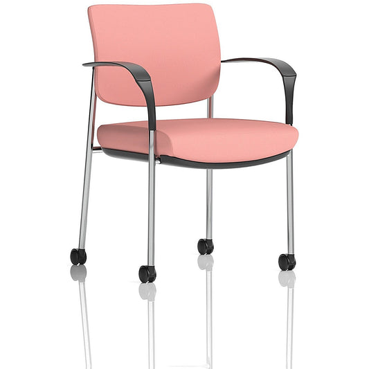 Brunswick Deluxe Chrome Frame Visitor Chair, With Arms and Castors, Quest Shrimp Easy2Order : KCUP2559