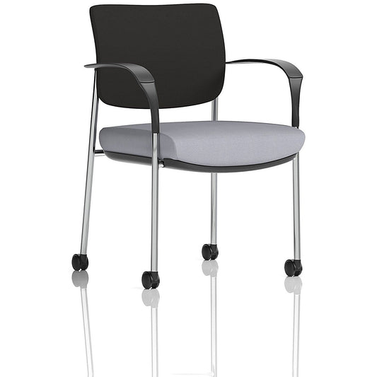 Brunswick Deluxe Chrome Frame Black Back Visitor Chair, With Arms and Castors, Quest Shell Easy2Order : KCUP2570