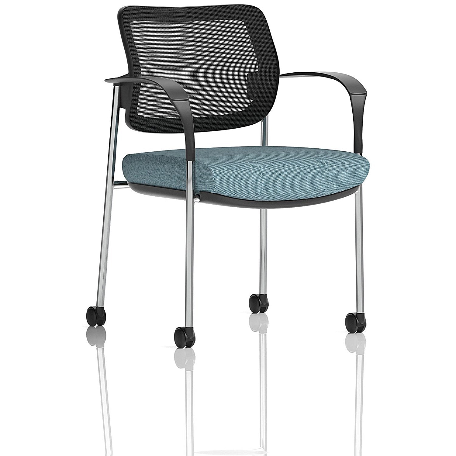 Brunswick Deluxe Chrome Frame Mesh Back Visitor Chair, With Arms and Castors, Rivet Quench Easy2Order : KCUP2575