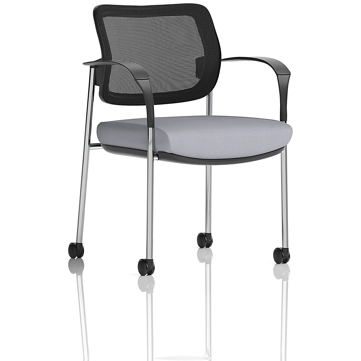 Brunswick Deluxe Chrome Frame Mesh Back Visitor Chair, With Arms and Castors, Quest Shell Easy2Order : KCUP2582