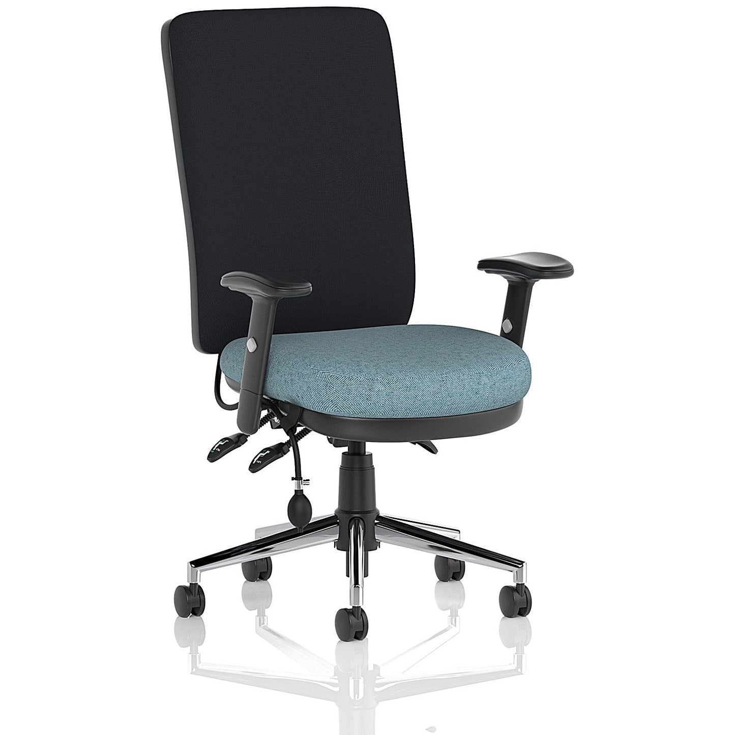 Chiro High Black Back Chair, Height Adjustable Arms, Rivet Quench Easy2Order : KCUP2635