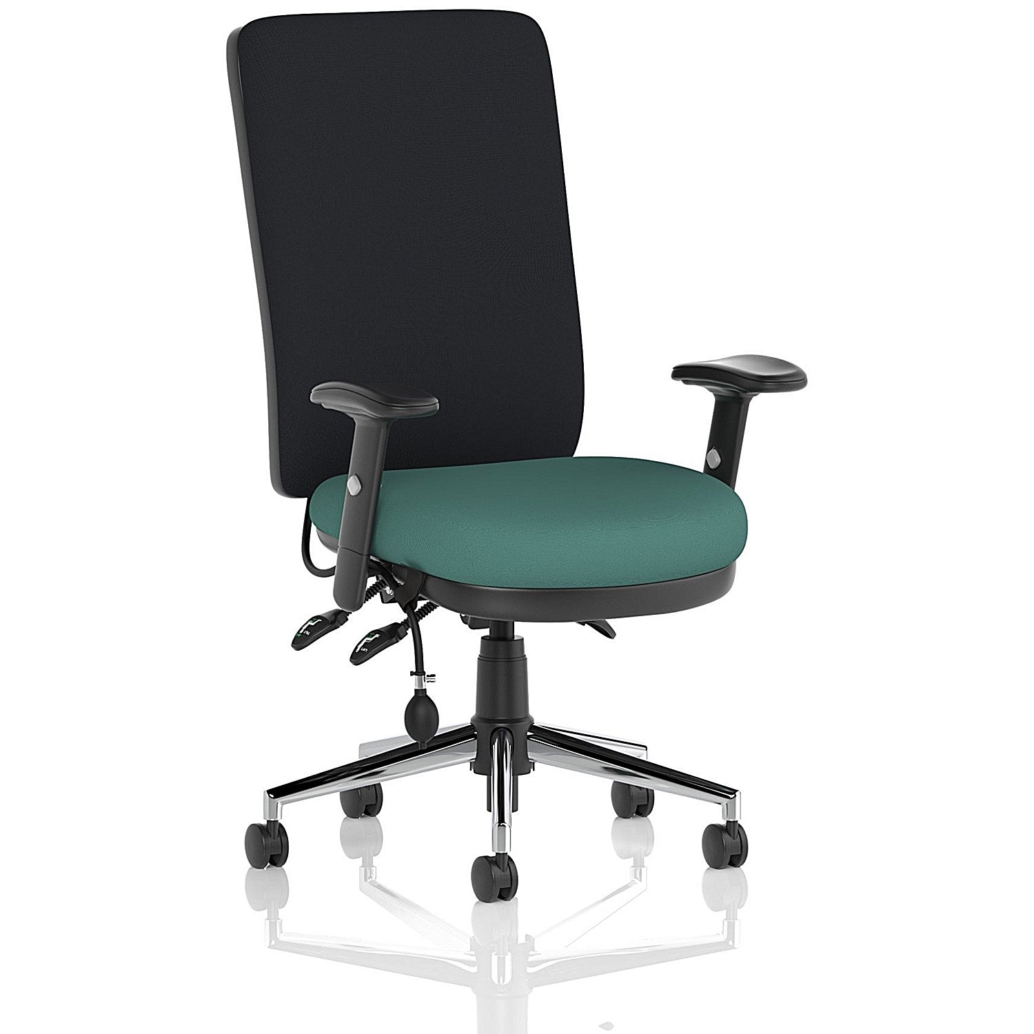 Chiro High Black Back Chair, Height Adjustable Arms, Quest Kelp Easy2Order : KCUP2638