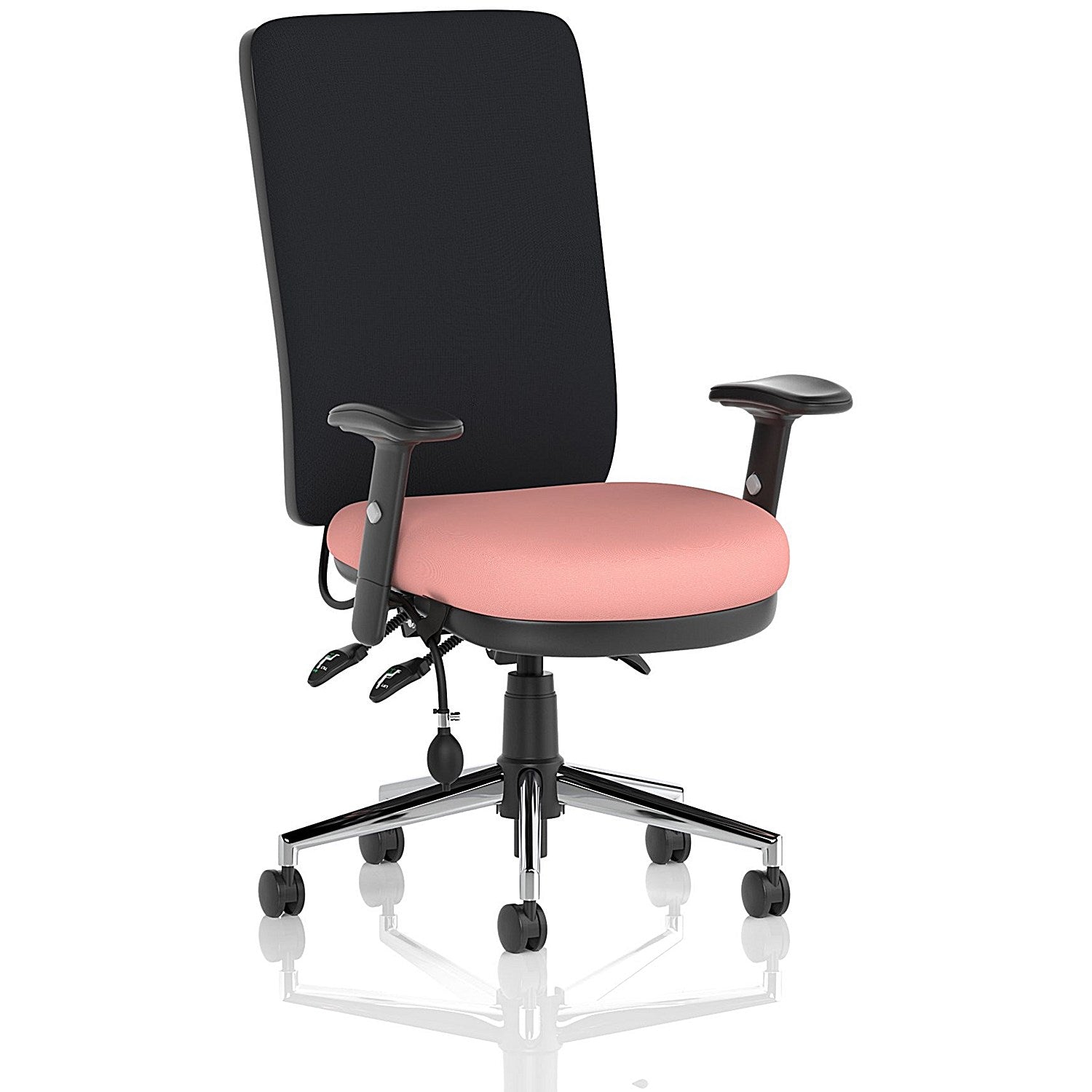 Chiro High Black Back Chair, Height Adjustable Arms, Quest Shrimp Easy2Order : KCUP2643