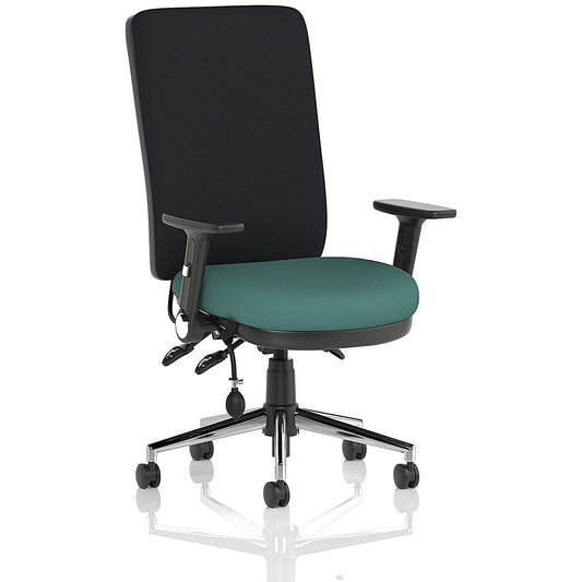 Chiro High Black Back Chair, Folding Arms, Quest Kelp Easy2Order : KCUP2662