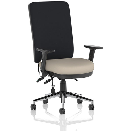 Chiro High Black Back Chair, Folding Arms, Quest Salt Easy2Order : KCUP2665