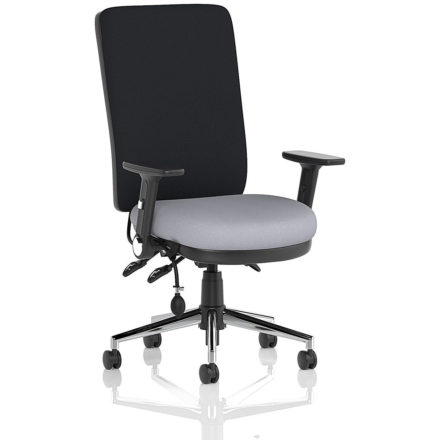 Chiro High Black Back Chair, Folding Arms, Quest Shell Easy2Order : KCUP2666