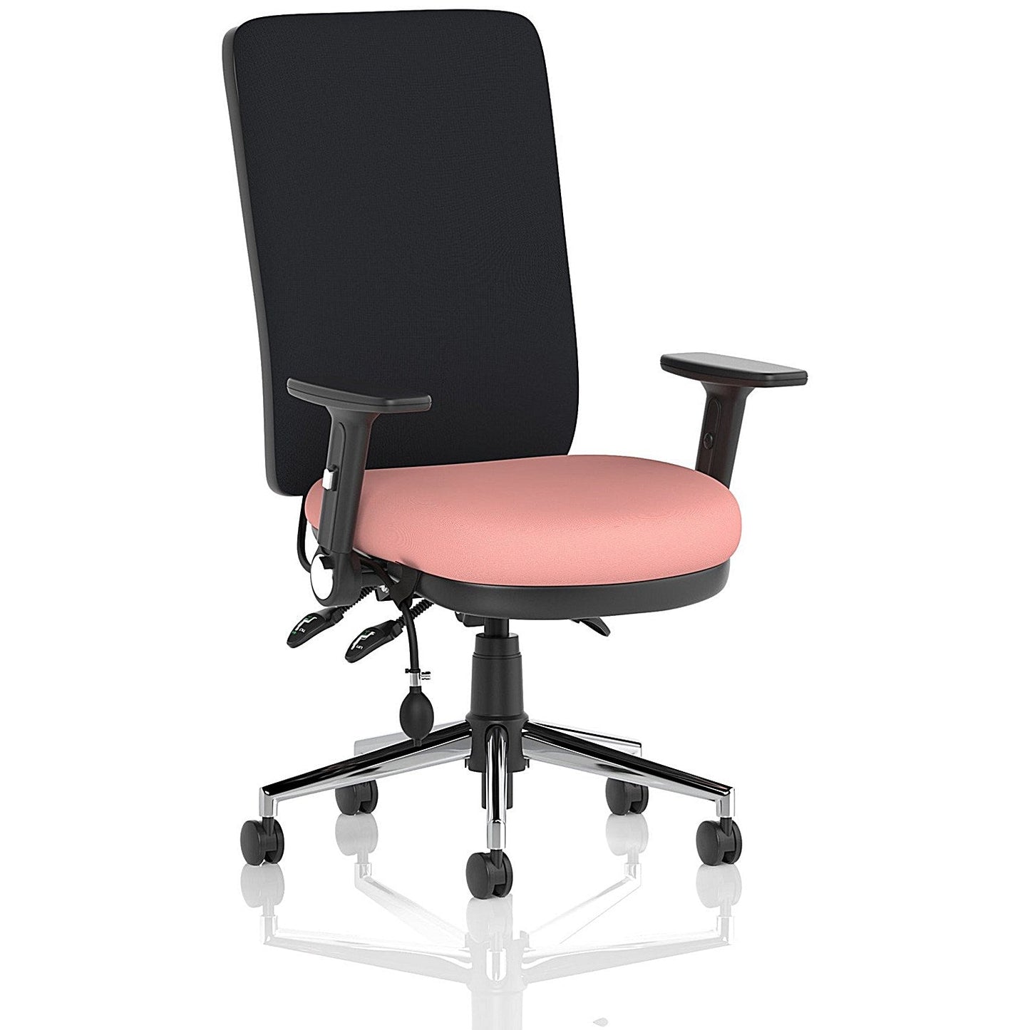 Chiro High Black Back Chair, Folding Arms, Quest Shrimp Easy2Order : KCUP2667