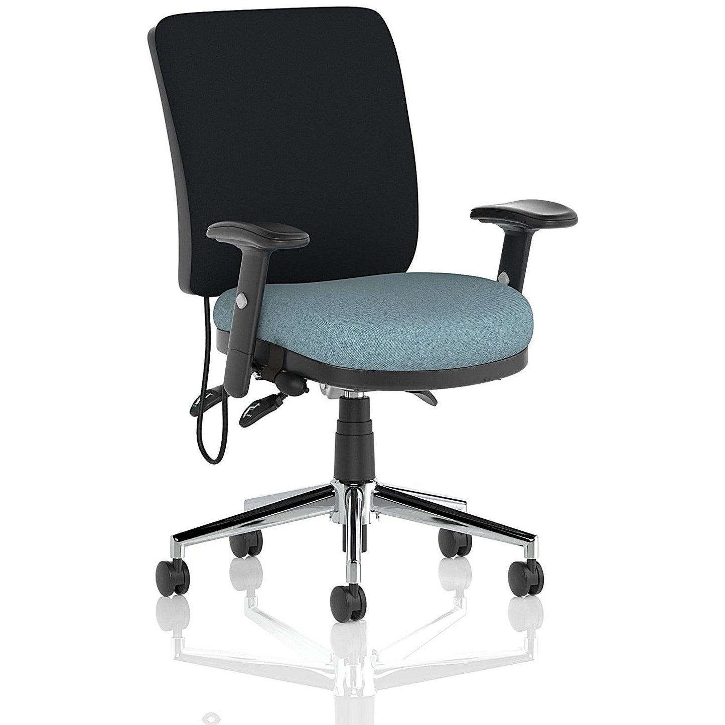 Chiro Medium Black Back Chair, Height Adjustable Arms, Rivet Quench Easy2Order : KCUP2707