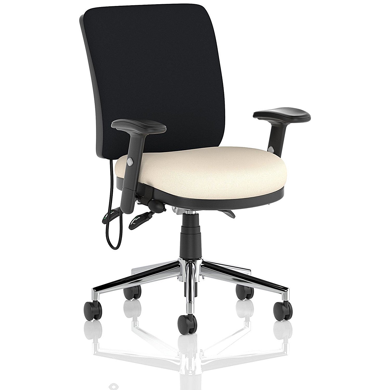 Chiro Medium Black Back Chair, Height Adjustable Arms, Quest Salt Easy2Order : KCUP2713